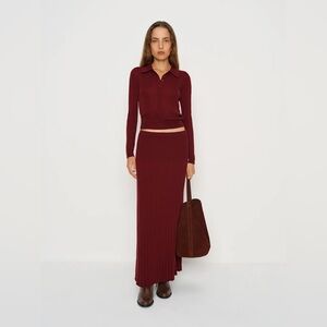 Reformation Ettie Regenerative Merino Midi Skirt Red - Size XS